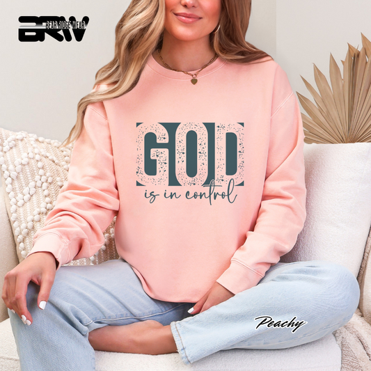 'God Is In Control' Blue Faith Long-Sleeve Tee