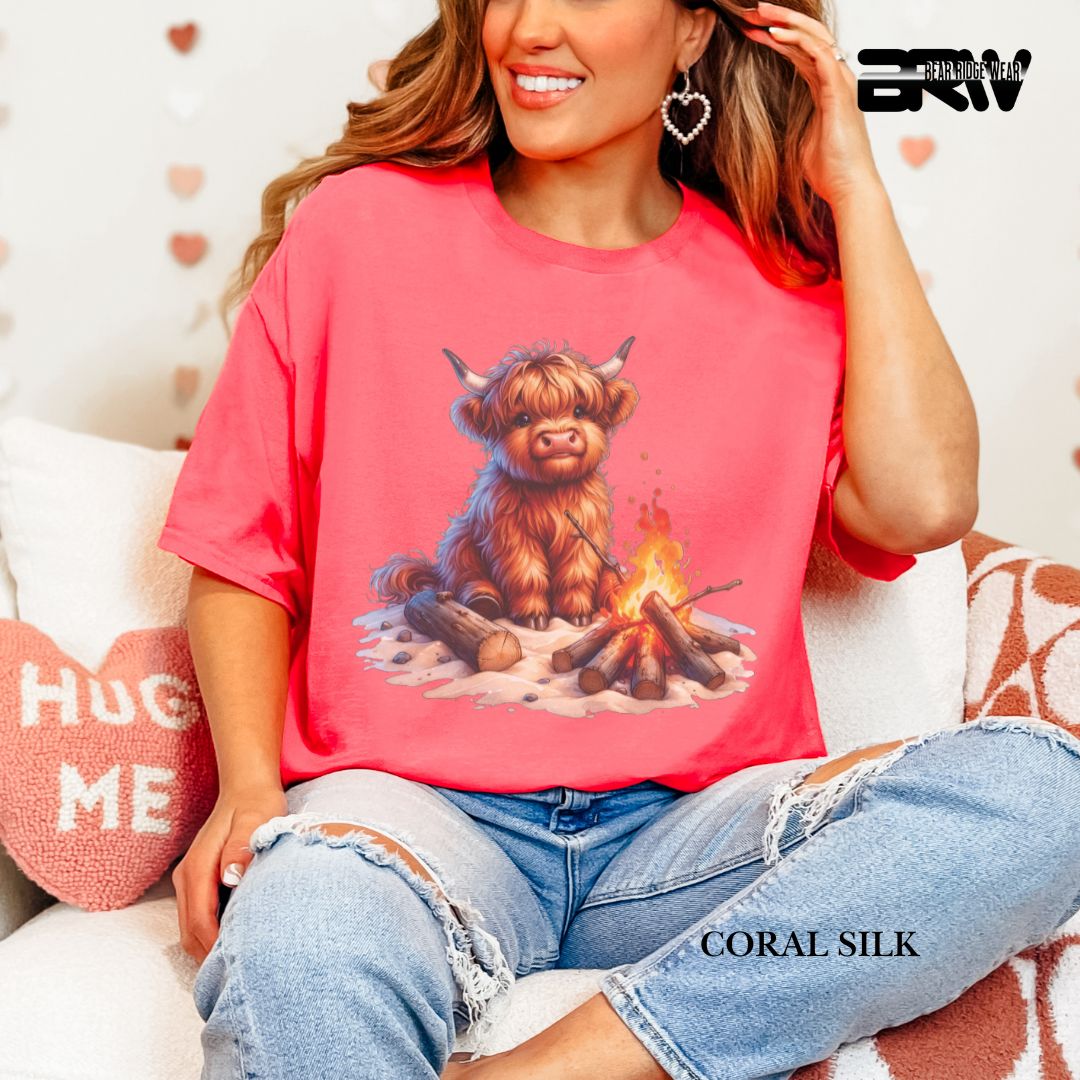 'Highland Cow- Bonfire'  Summer Tee