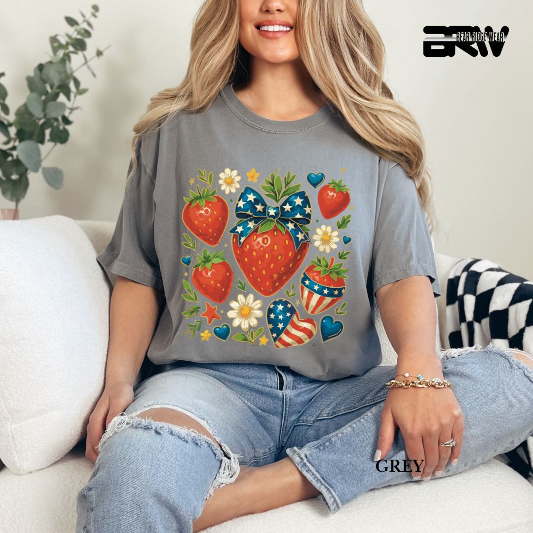 Strawberries- Patriotic Tee