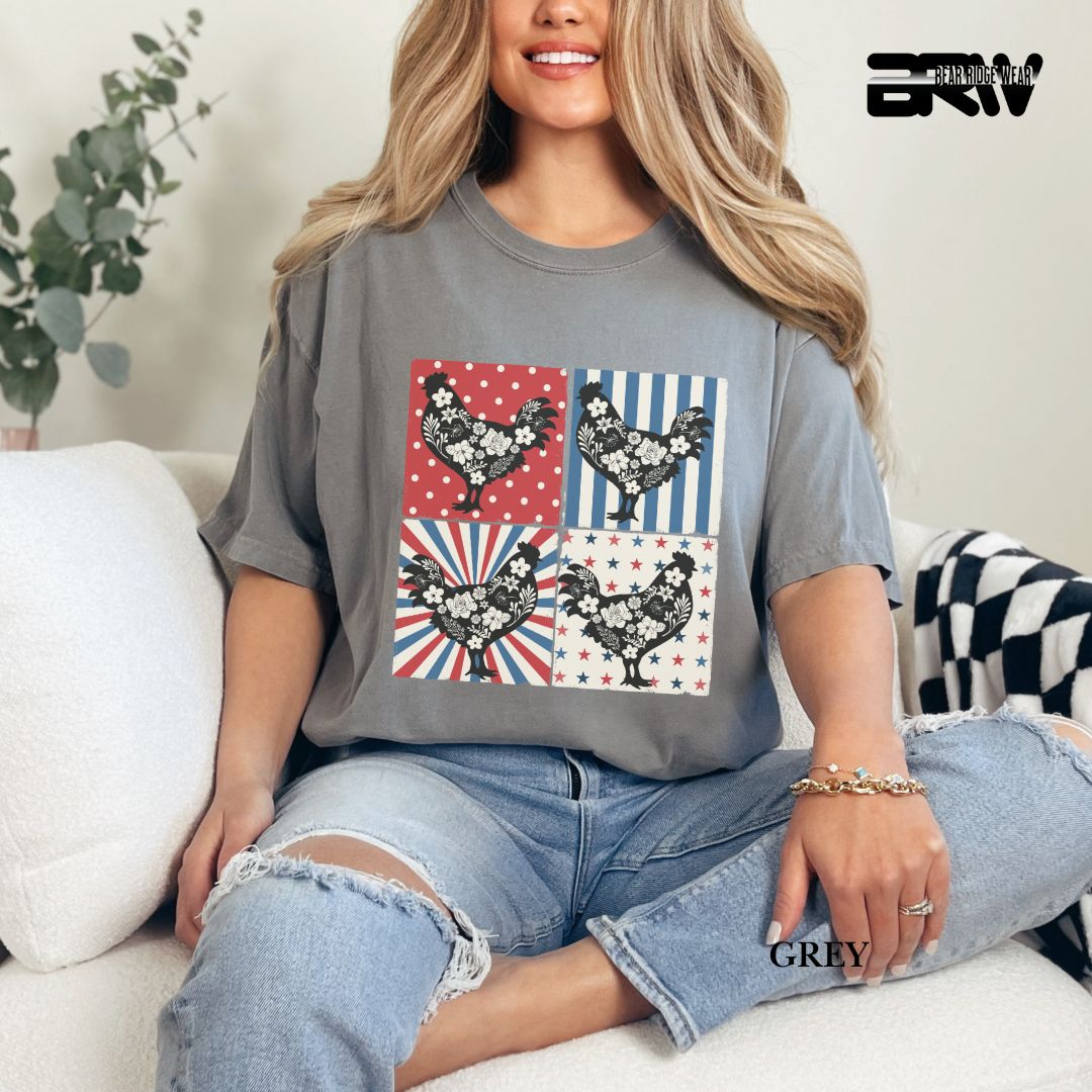 4th Of July Chickens - Patriotic Tee