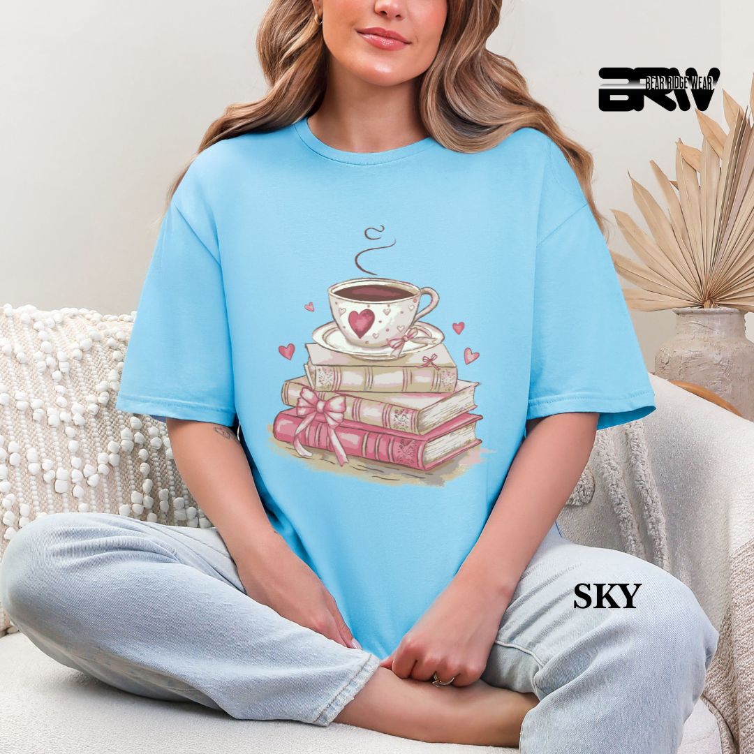 'Coffee On Top Of The Book' Valentines Tee