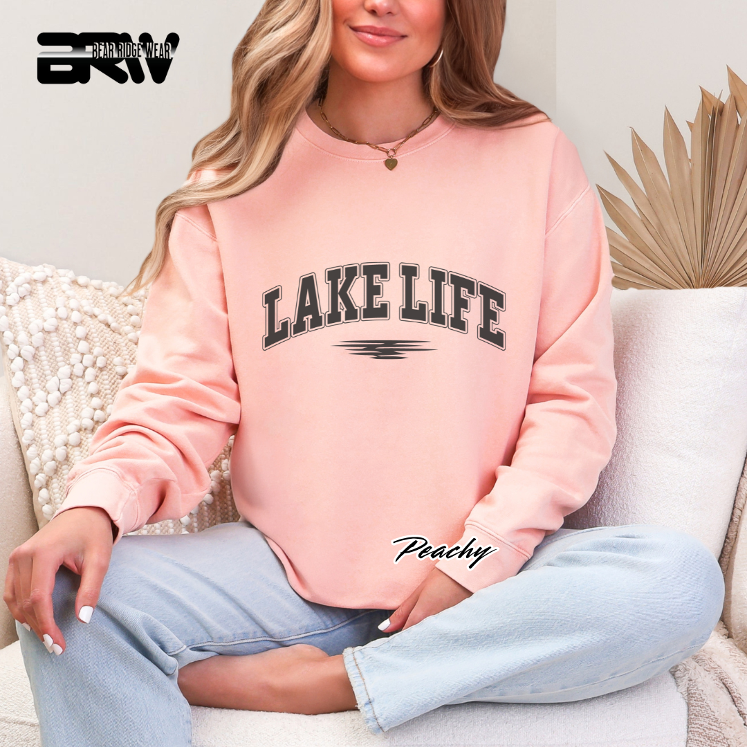 'Lake Life' Black Stroke Crewneck Sweatshirt