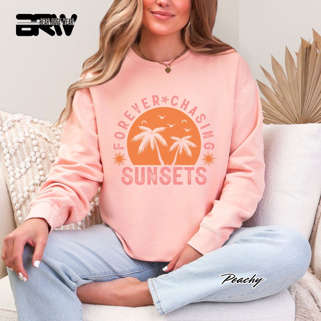'Forever Chasing Sunsets' Summer Crewneck Sweatshirt