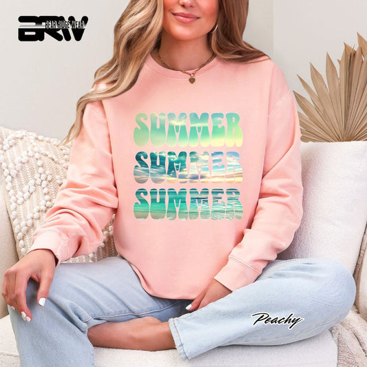 'Vibrant Summer Bubble Letter' Summer Crewneck Sweatshirt