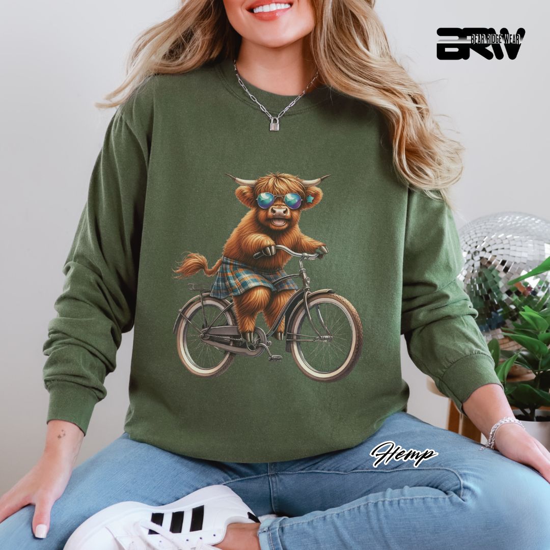 'Highland Cow-Bicycle' Summer Long Sleeve Tee
