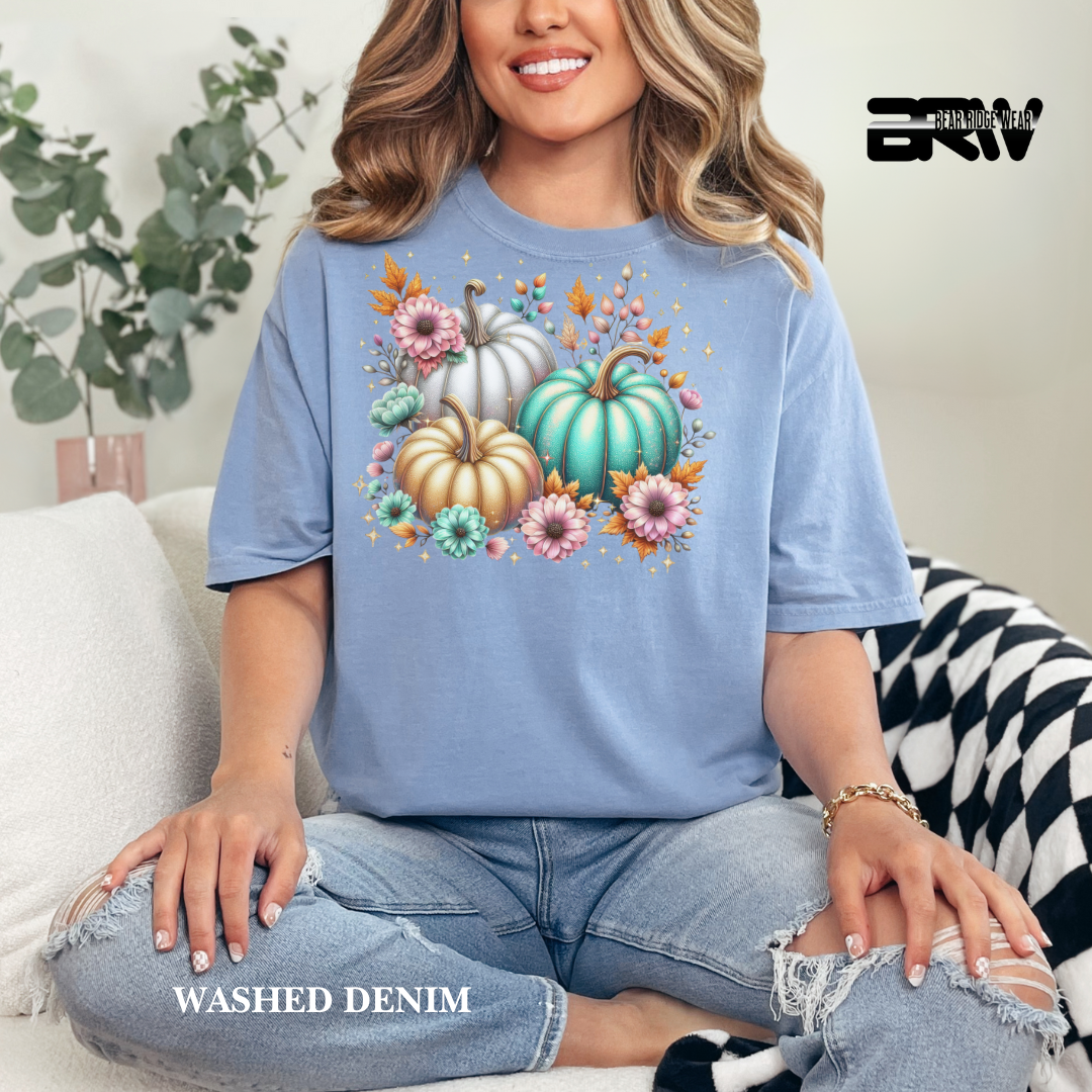 'Floral Shimmering Pumpkin' Fall Tee