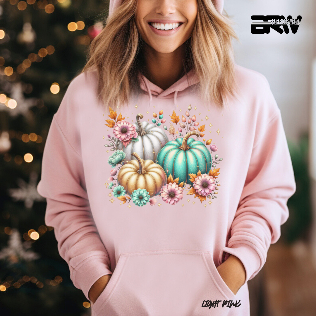 'Floral Shimmering Pumpkin' Fall Hoodie