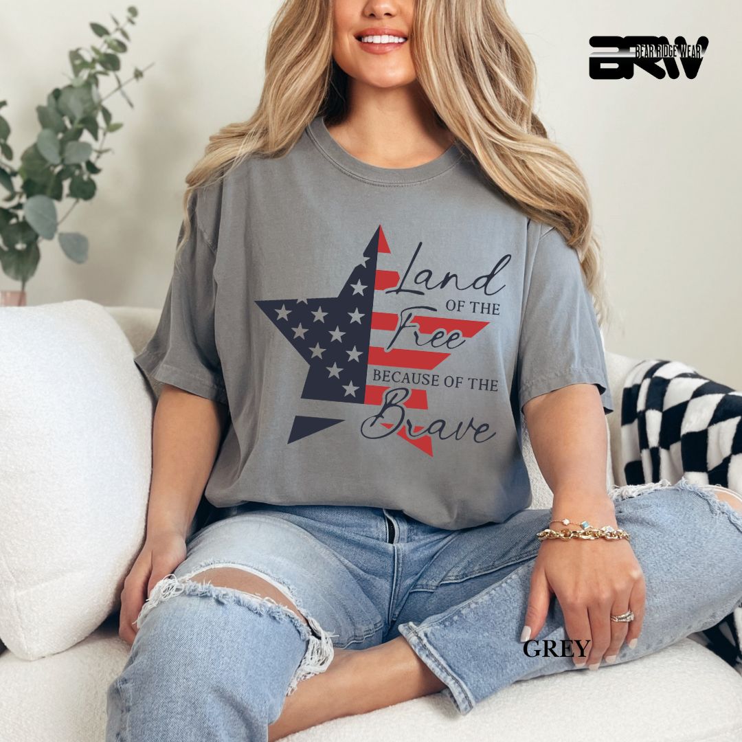 Land Of Free Star- Patriotic Tee