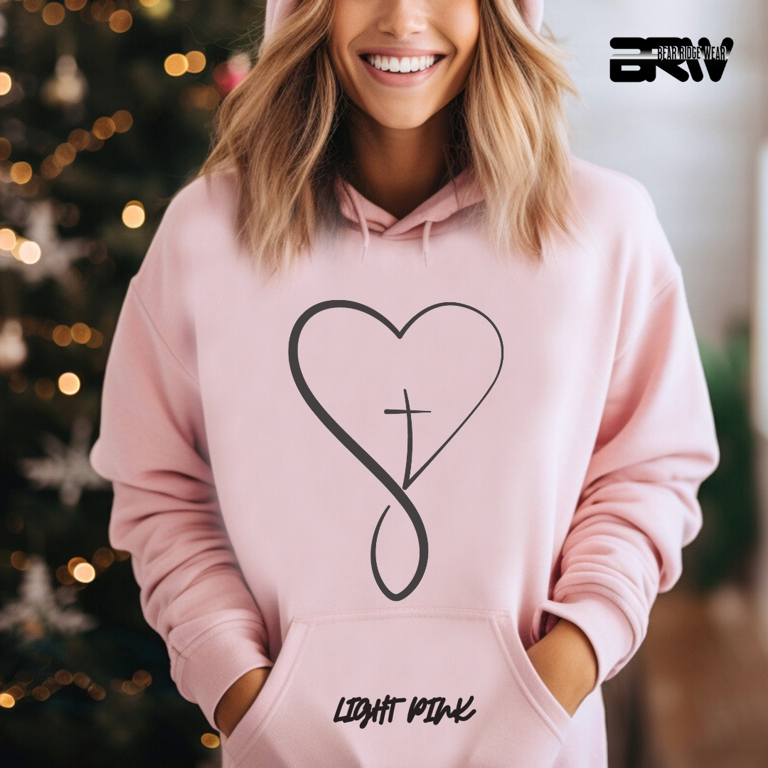 'Infinity Heart With Cross Inside Black Color'  Faith Hoodie