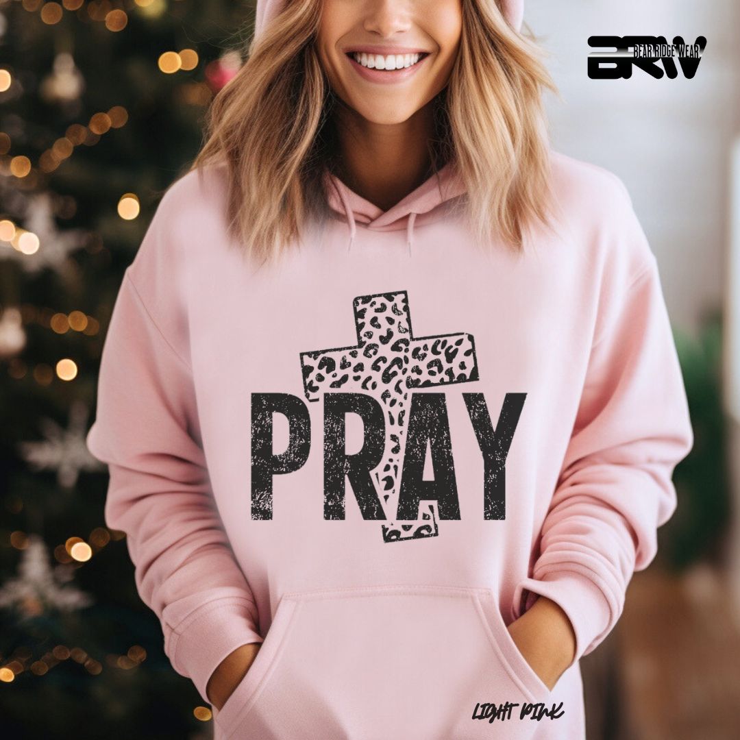 'Pray With Leopard Cross'  Faith Hoodie