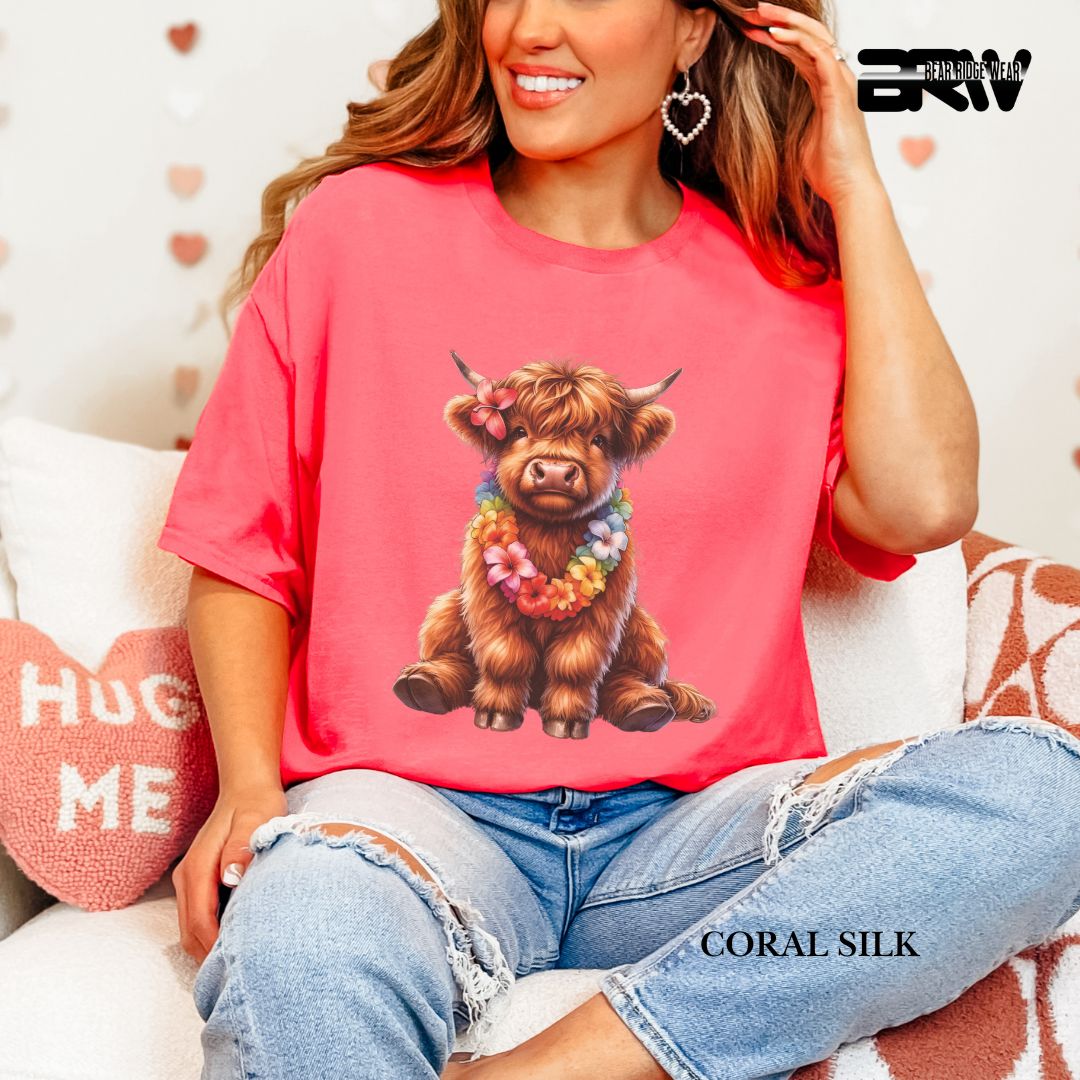 'Highland Cow- Lei'  Summer Tee
