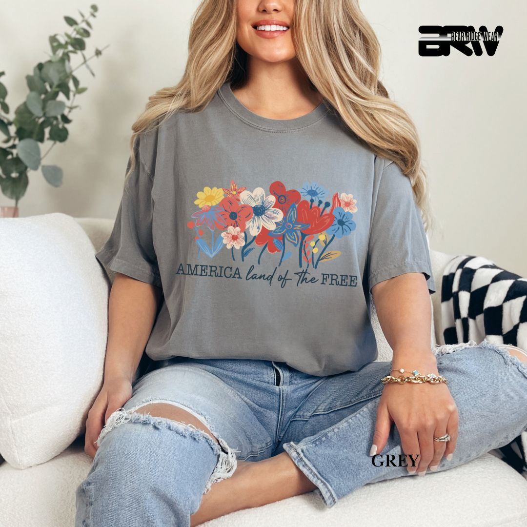 America Flowers- Patriotic Tee
