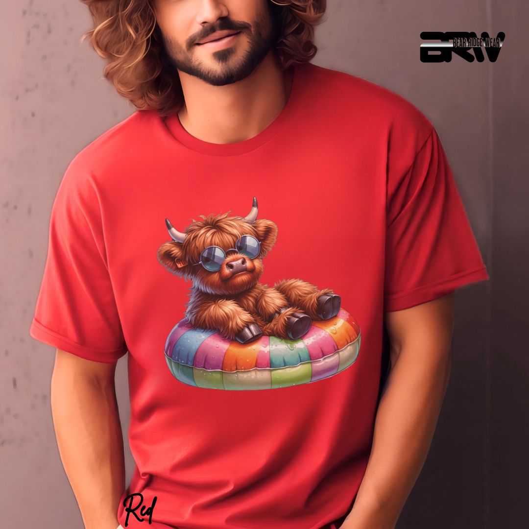 'Highland Cow-Float' Summer T- Shirt