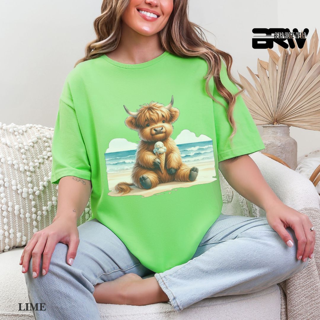'Highland Cow-Ice Cream'  Summer Tee
