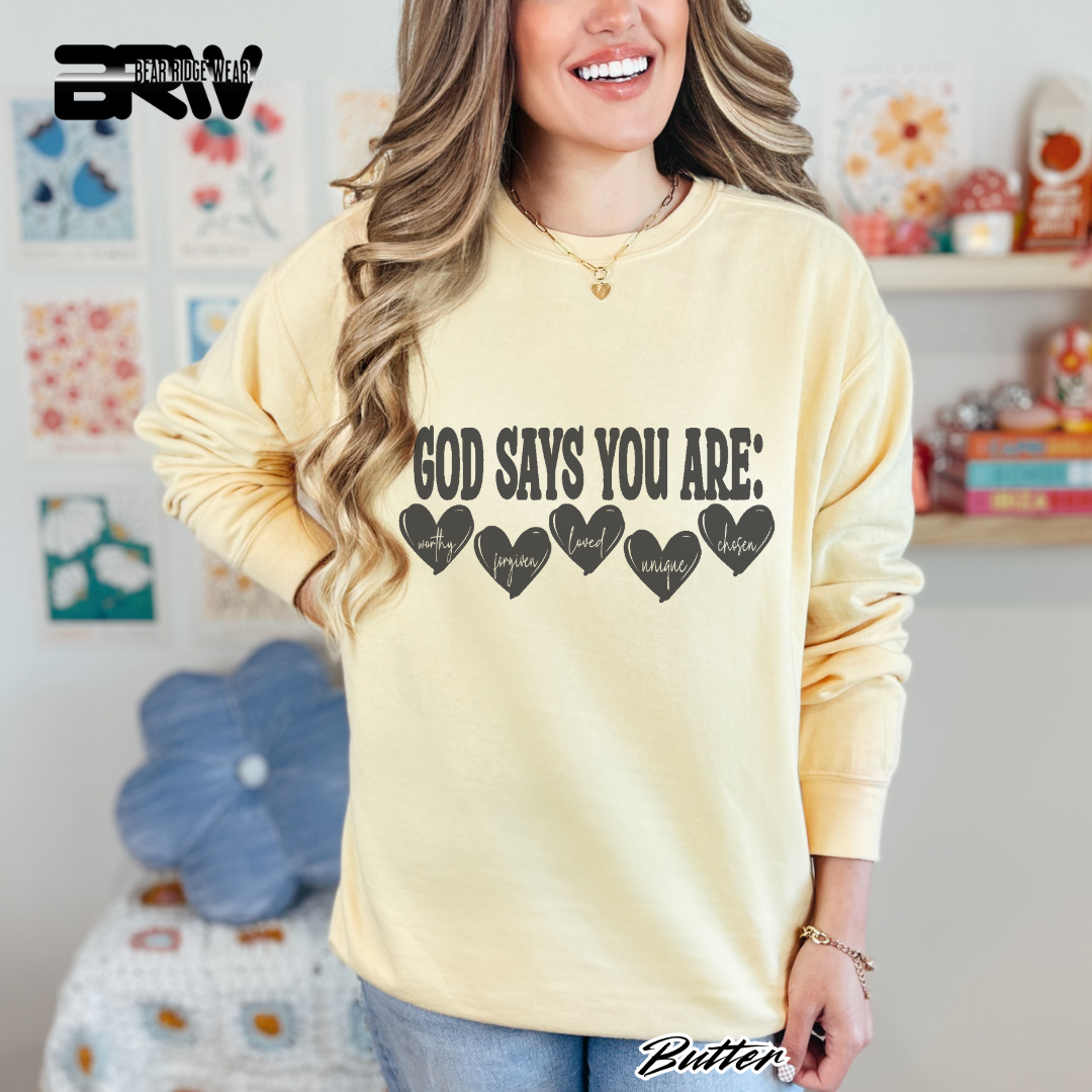 'God Says You Are' Faith Long-Sleeve Tee