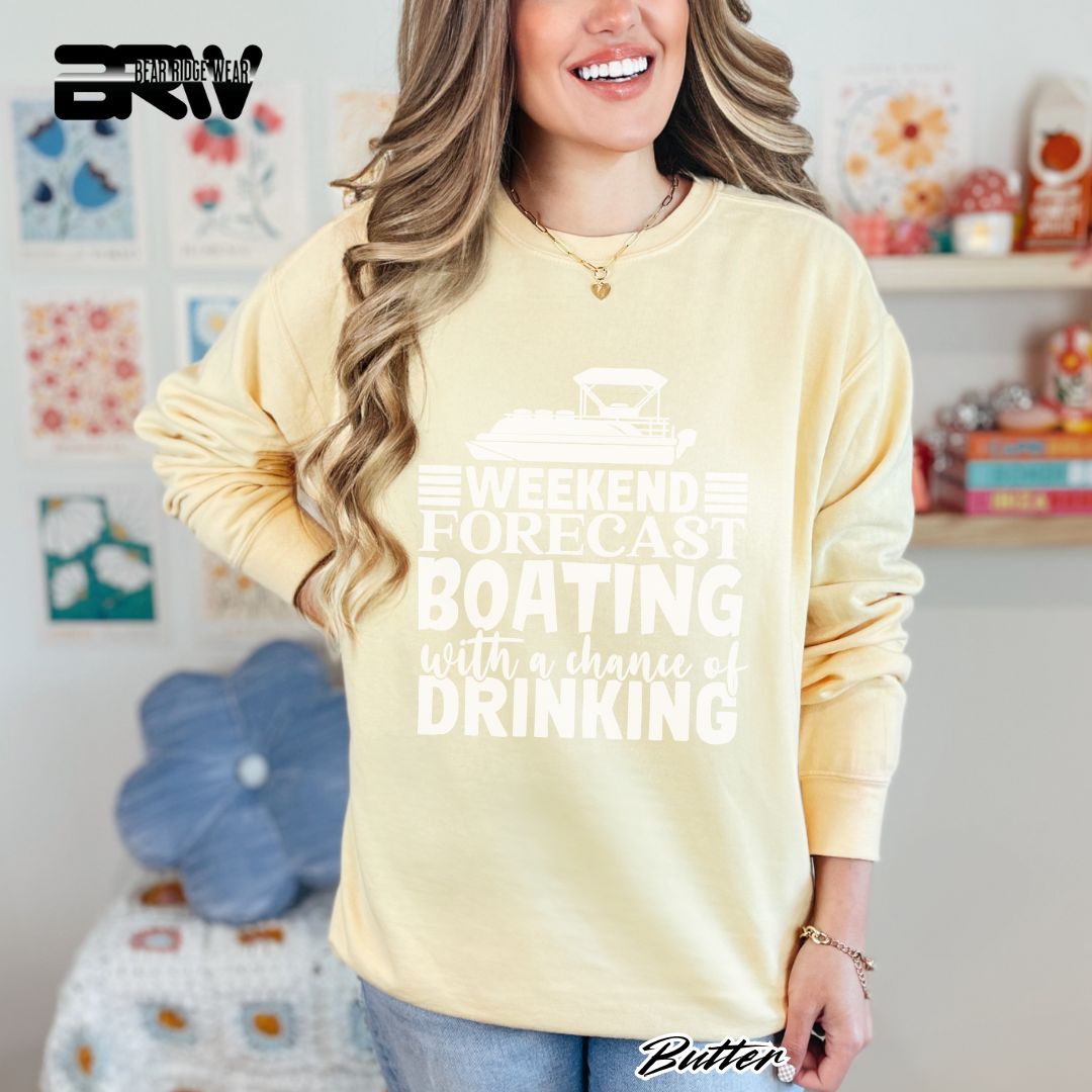 'Weekend Forecast-Boating' Summer Long Sleeve Tee