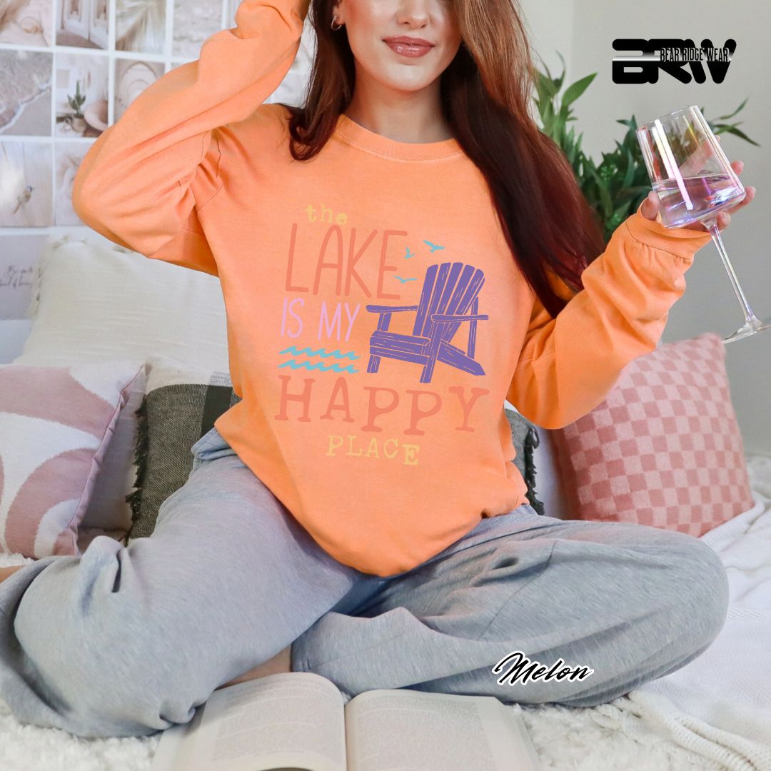 'The Lake Is My Happy Place' Summer Long Sleeve Tee