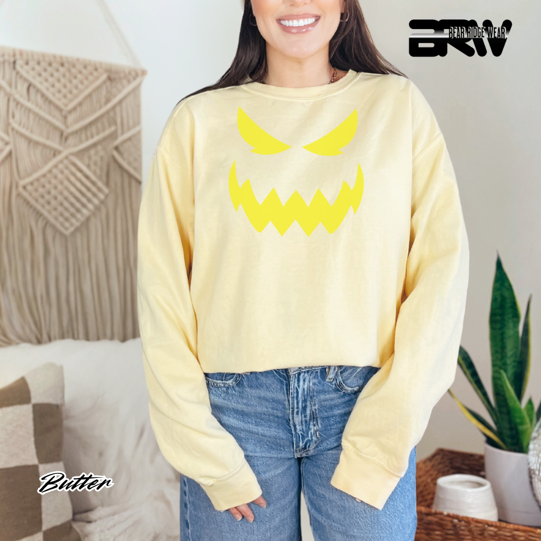 'Scary Pumpkin face' Fall Long Sleeve Tee