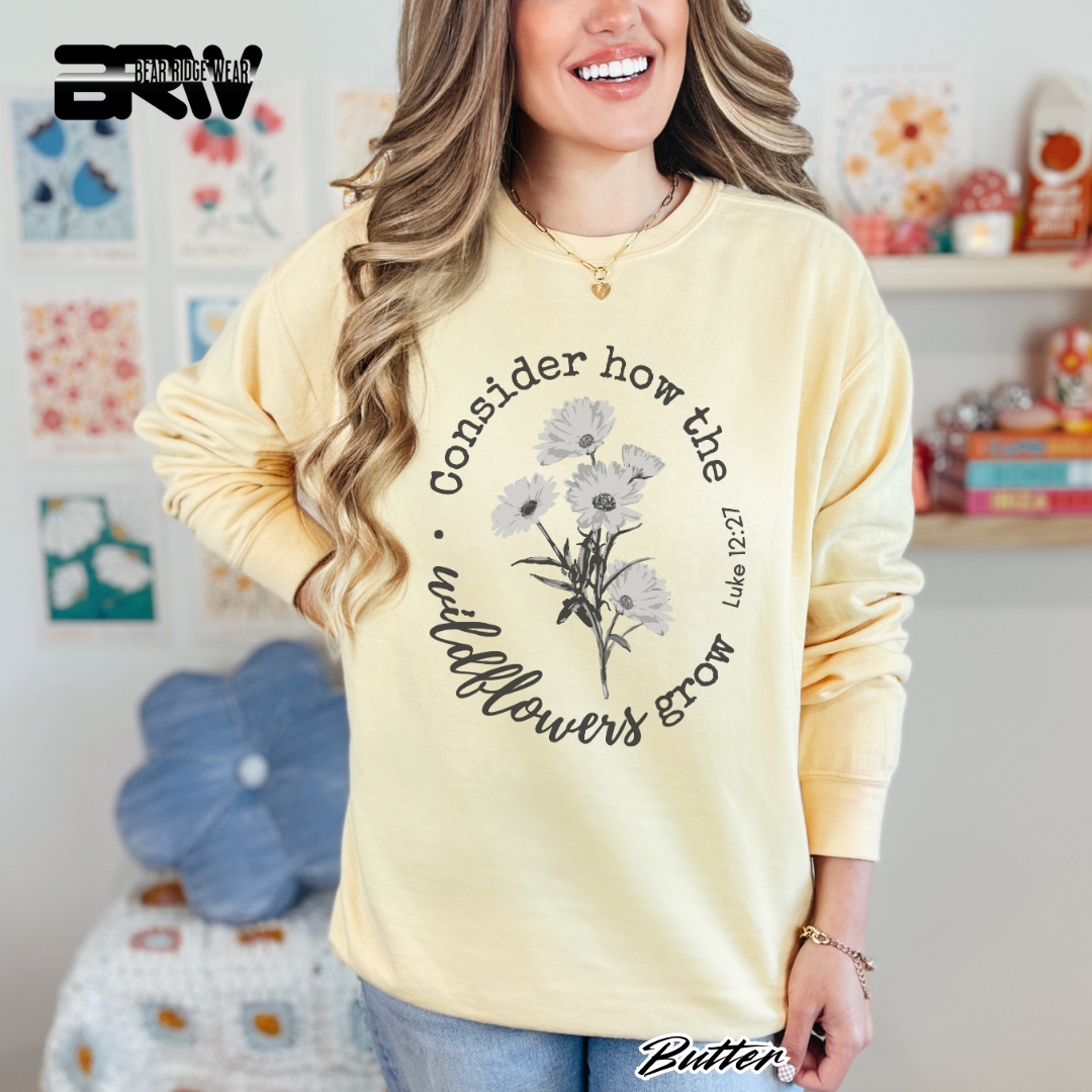 'Consider How the Wildflower Grow' Faith Crewneck Sweatshirt