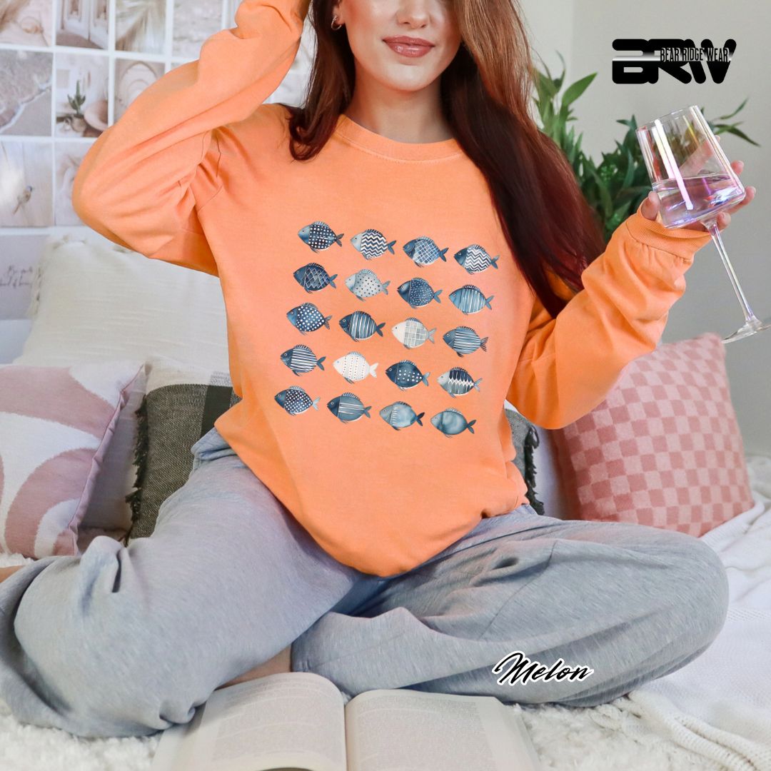 'Water Color Fish Pattern Design' Summer Long Sleeve Tee