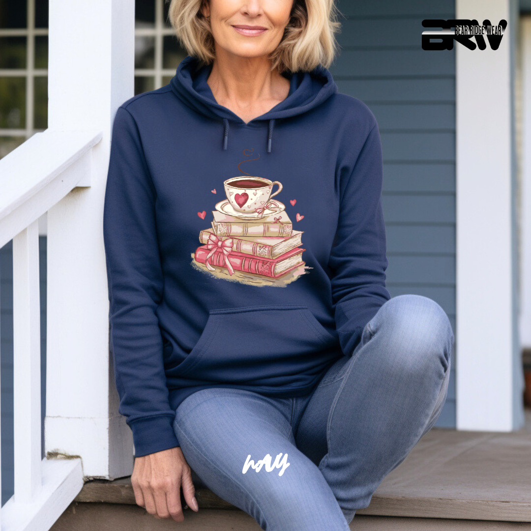 'Coffee on top of the books' Hoodie