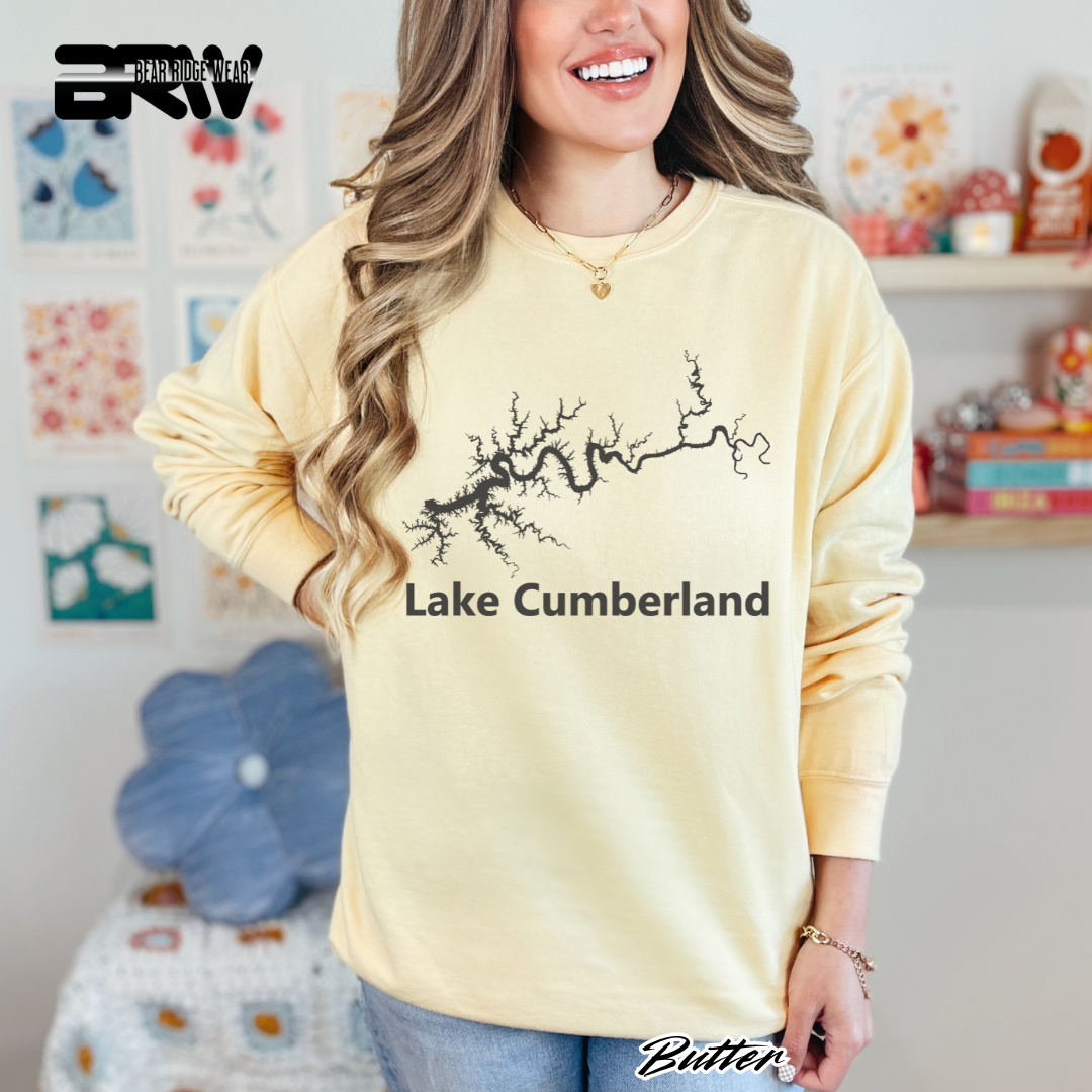 'Black Lake Cumberland Map' Crewneck Sweatshirt
