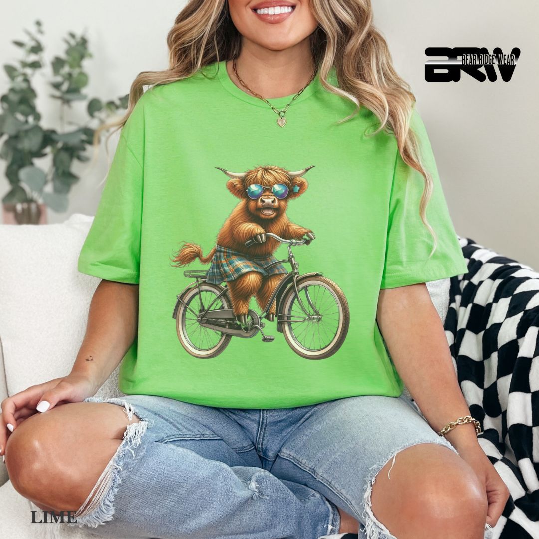 'Highland Cow-Bicycle'  Summer Tee