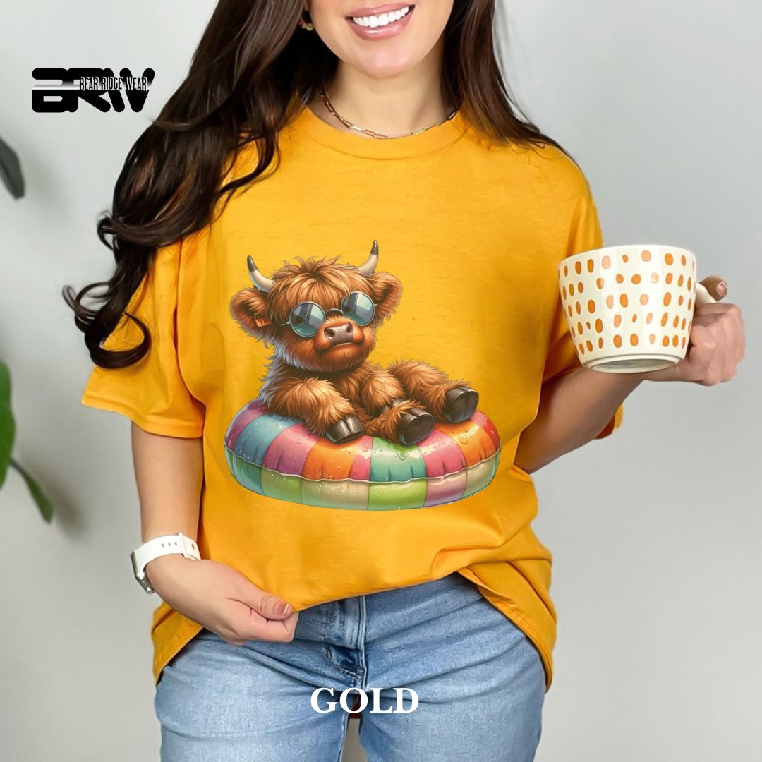 'Highland Cow-Float' 2 Summer Tee