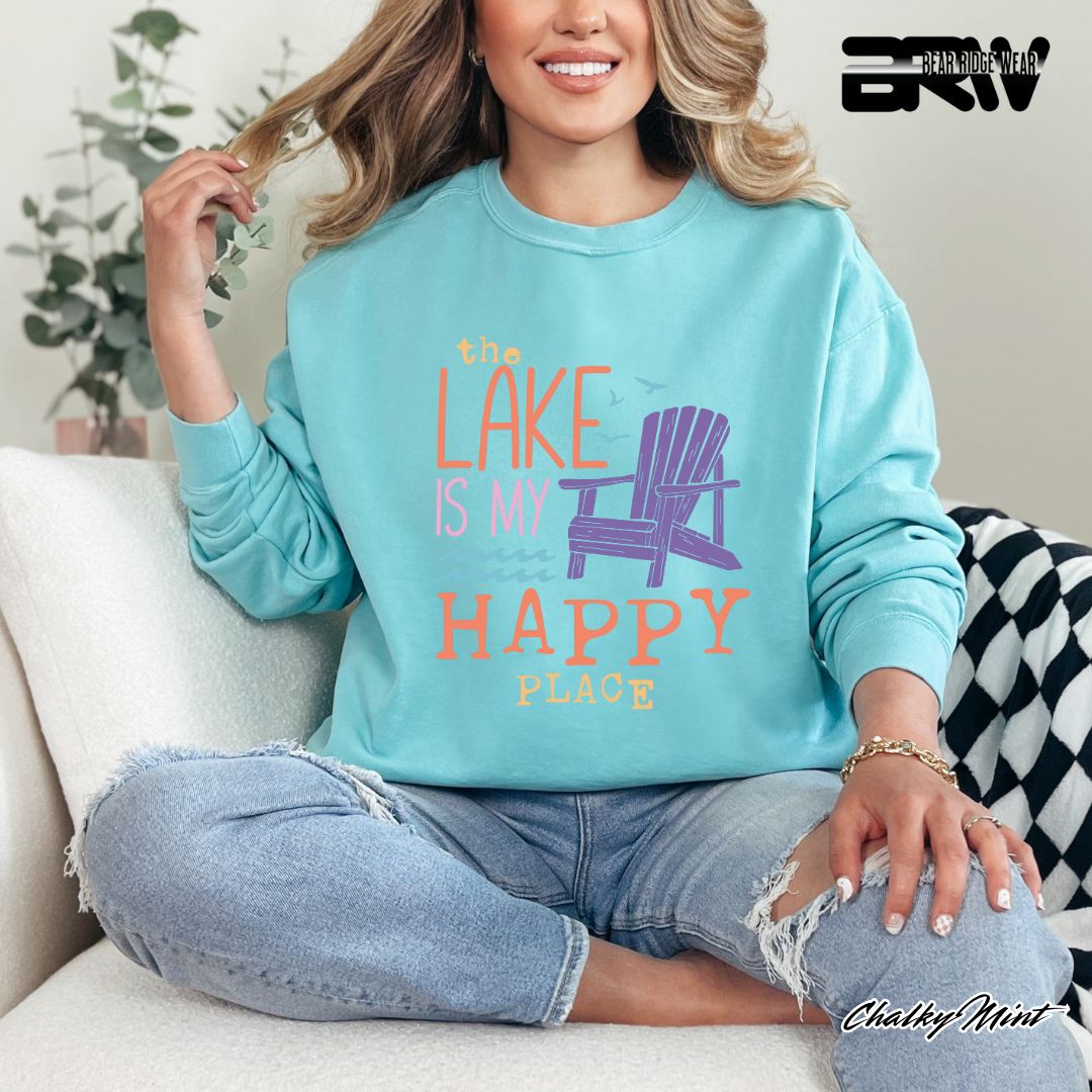 'The Lake Is My Happy Place' Summer Crewneck Sweatshirt