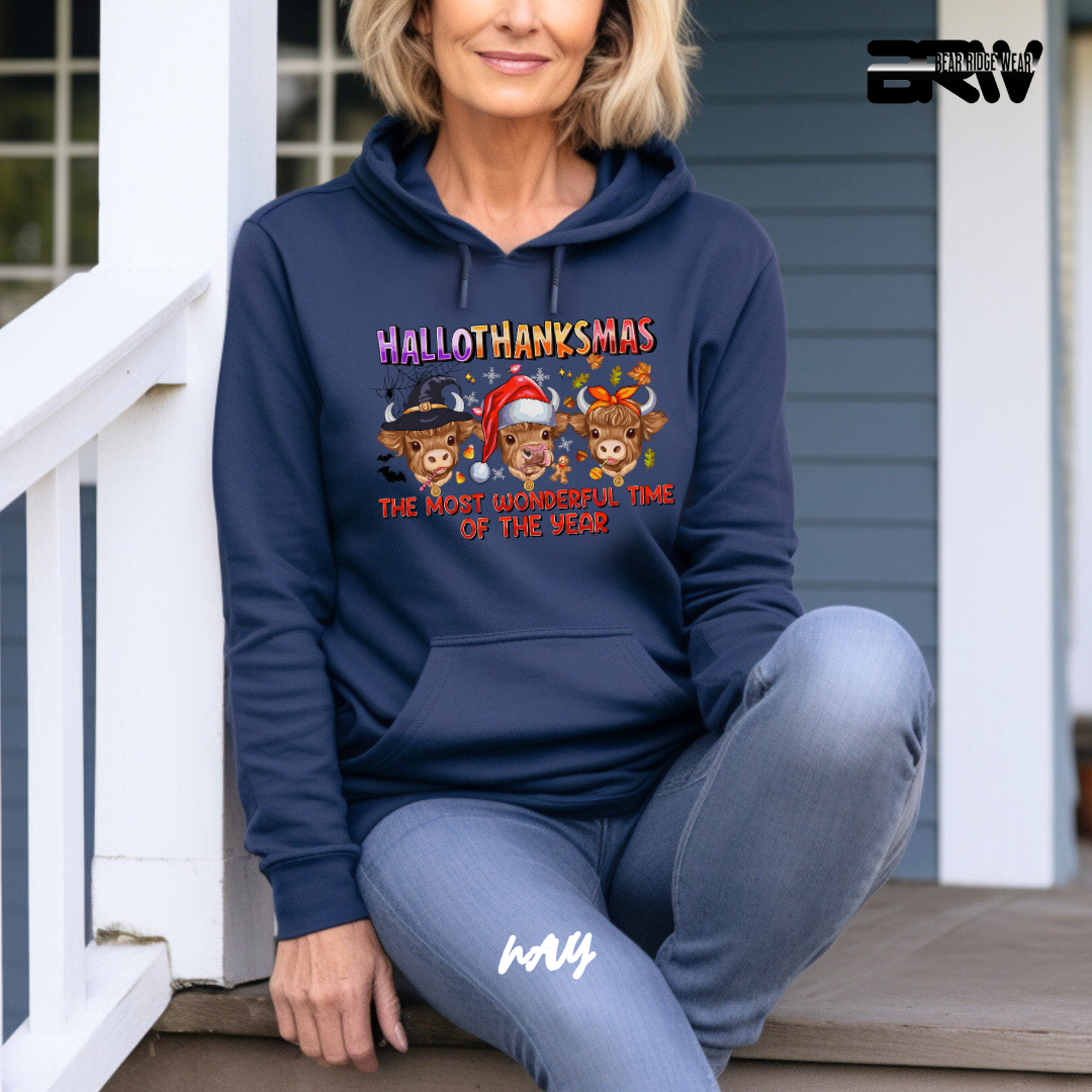 'Hallothanksmas Cow'  Fall Hoodie