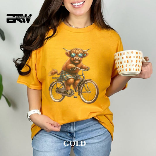 'Highland Cow-Bicycle' 2 Summer Tee
