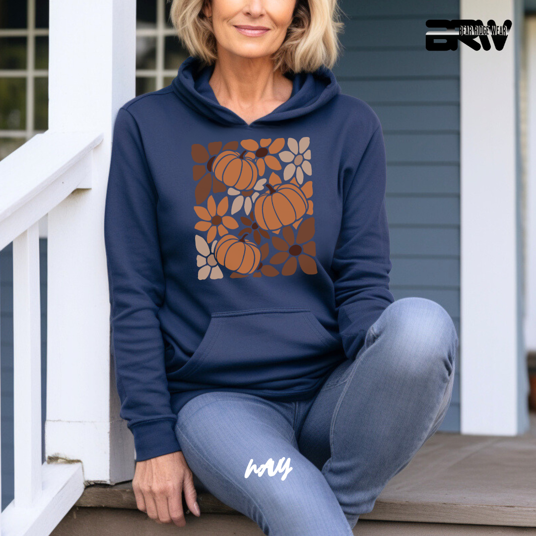 'Boho Floral Pumpkin' Fall Hoodie