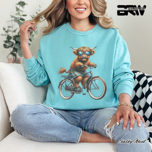 'Highland Cow-Bicycle' Summer Long Sleeve Tee
