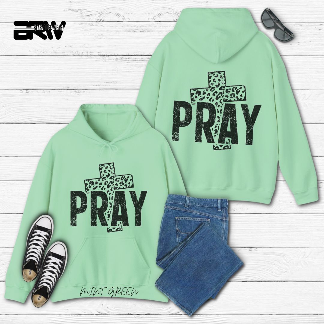 'Pray With Leopard Cross'  Faith Hoodie