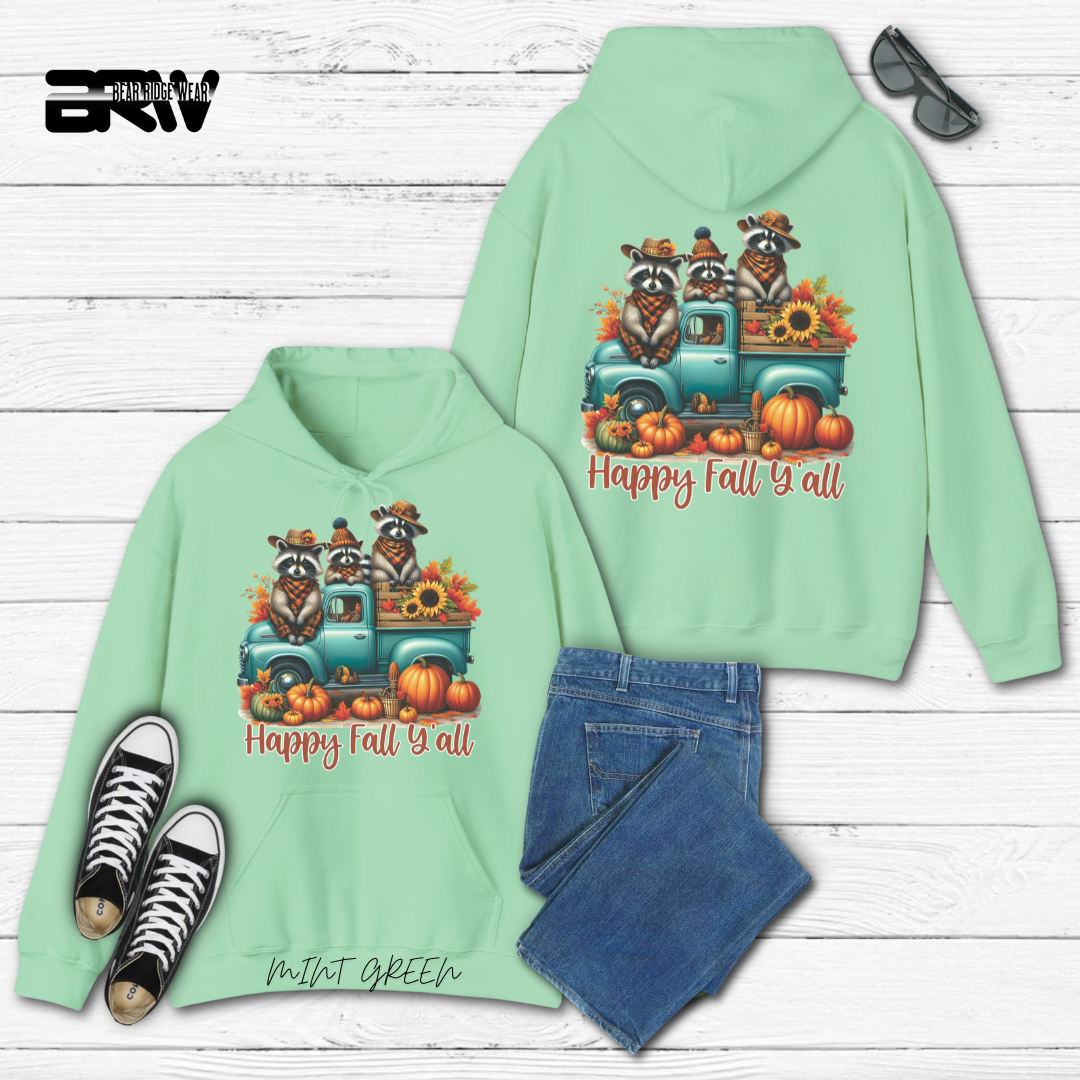 'Happy Fall Yall-Raccoons'  Fall Hoodie