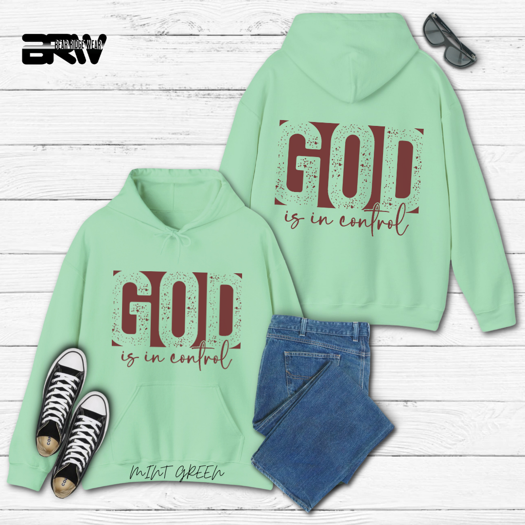 'God Is In Control' Red Stroke  Faith Hoodie