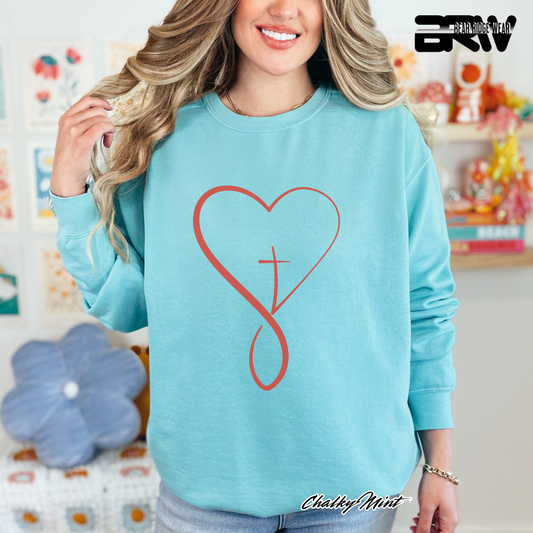 'Infinity Heart With Cross Inside' Faith Crewneck Sweatshirt