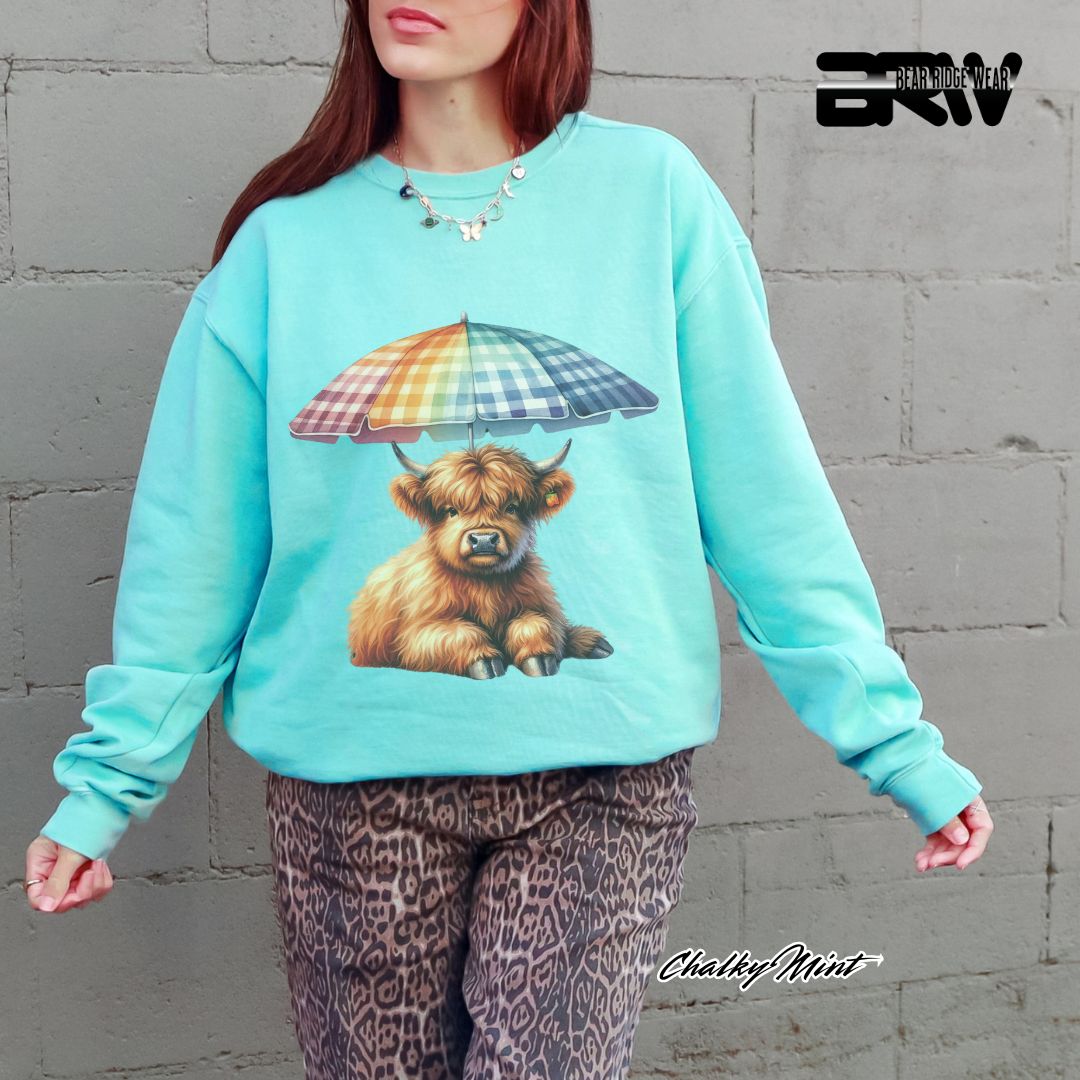 'Highland Cow-Umbrella' Summer Long Sleeve Tee