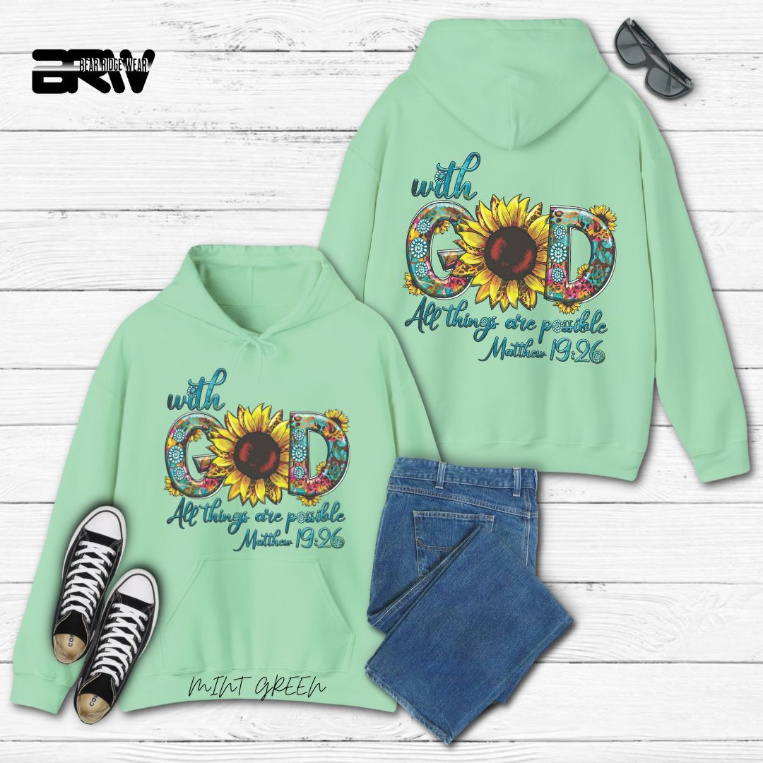 'With God All Things Are Possible'  Faith Hoodie