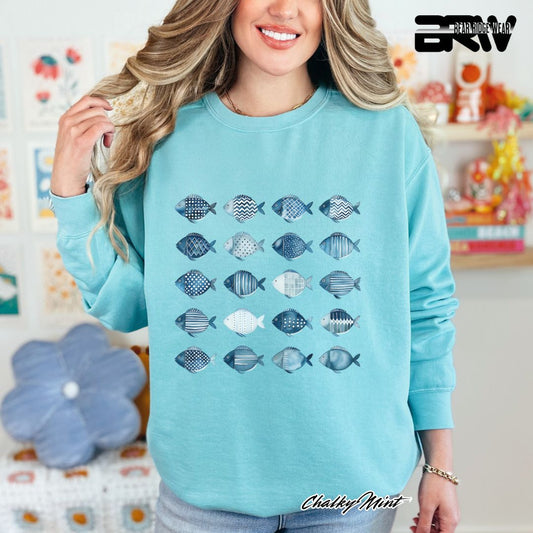 'Water Color Fish Pattern Design' Summer Crewneck Sweatshirt