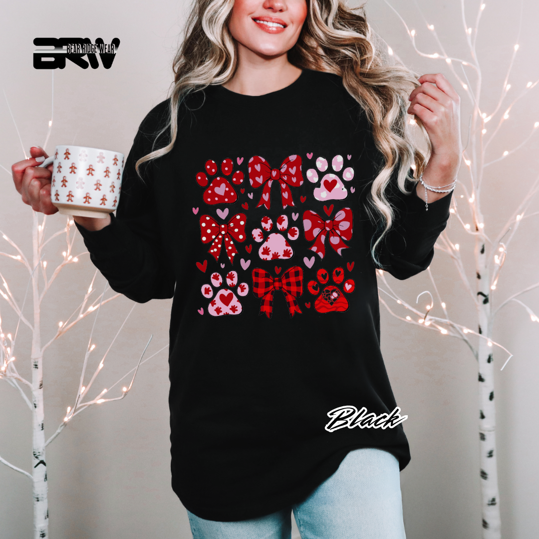 'Dog Paws and Ribbons' Long Sleeve Tee