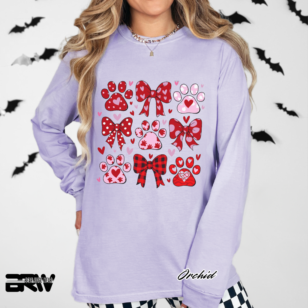 'Dog Paws and Ribbons' Long Sleeve Tee