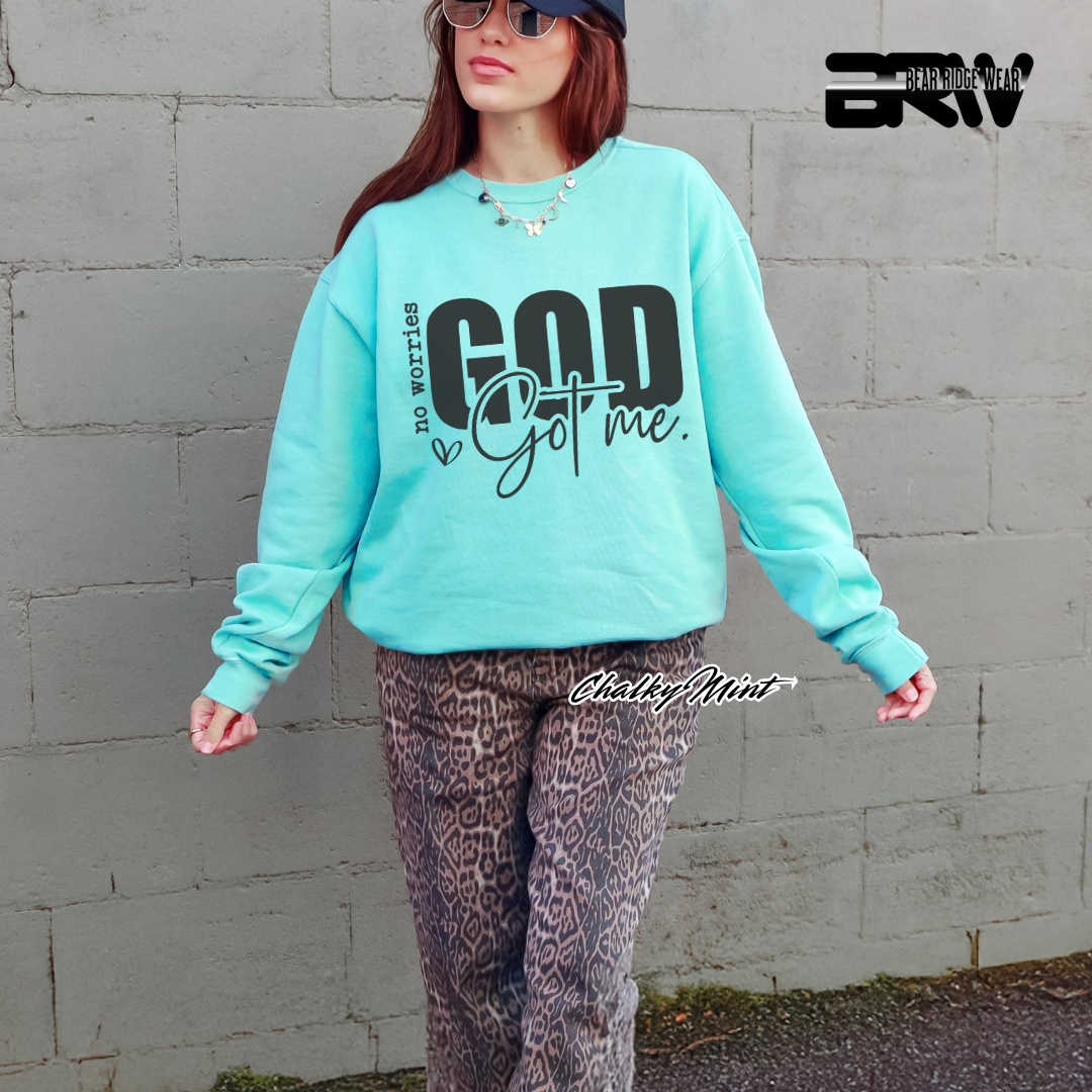 'No Worries God Got Me' Faith Crewneck Sweatshirt
