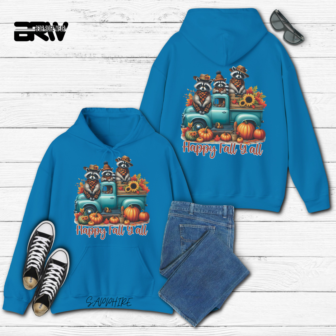 'Happy Fall Yall-Raccoons'  Fall Hoodie