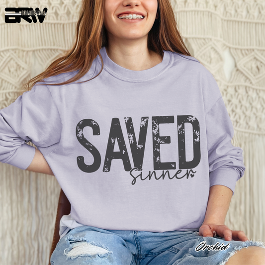 'Saved Sinner' Long Sleeve Faith Tee