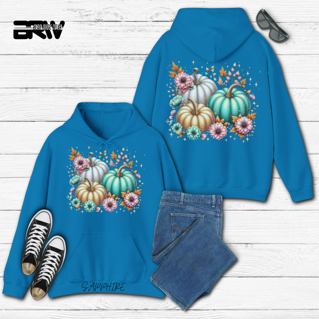 'Floral Shimmering Pumpkin' Fall Hoodie