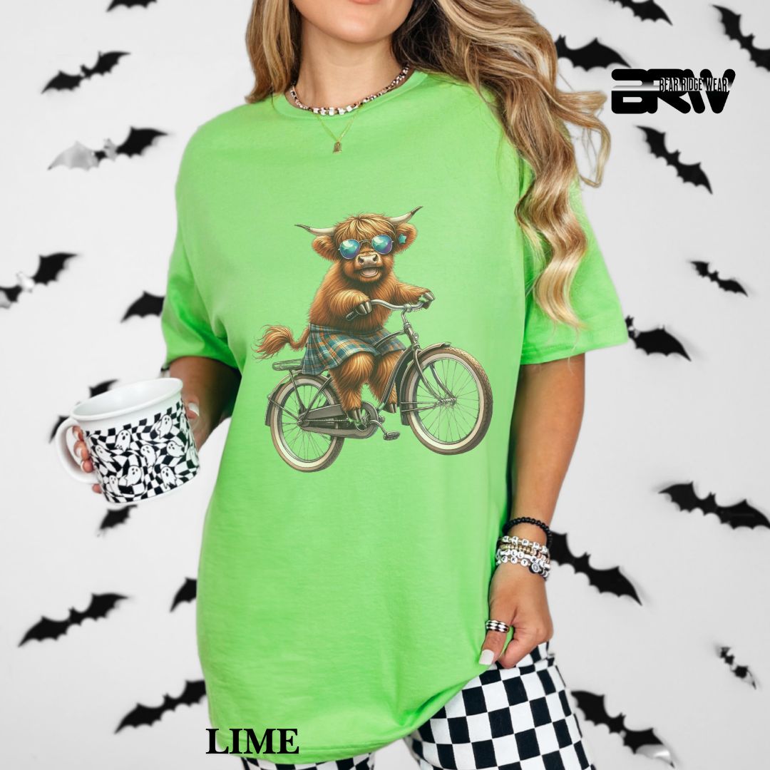 'Highland Cow-Bicycle'  Summer Tee