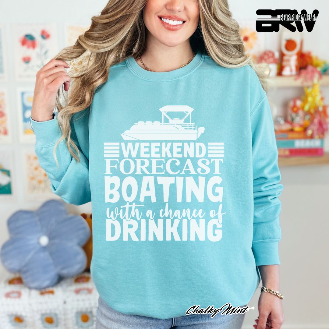 'Weekend Forecast-Boating' Summer Long Sleeve Tee