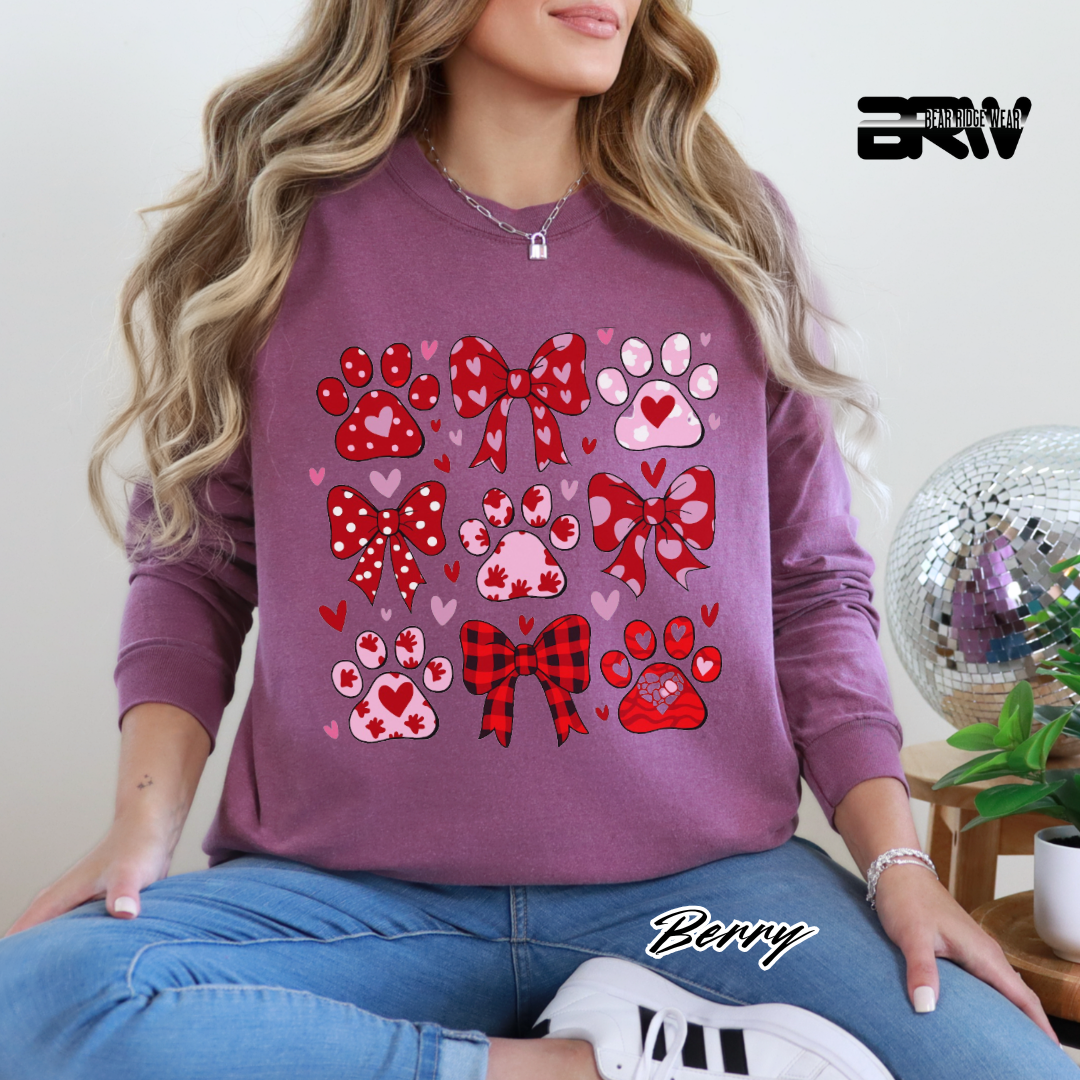 'Dog Paws and Ribbons' Long Sleeve Tee