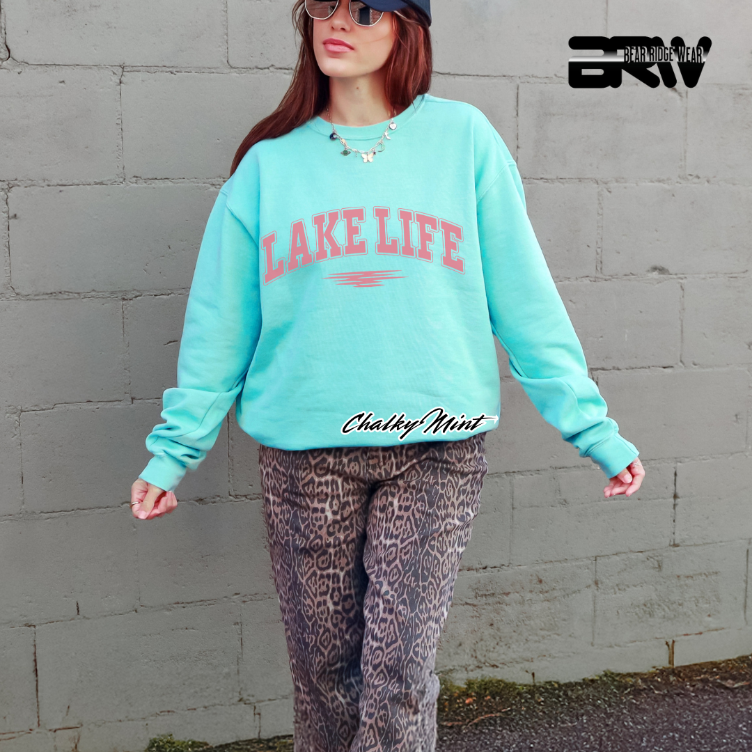 'Lake Life' Pink Stroke Crewneck Sweatshirt